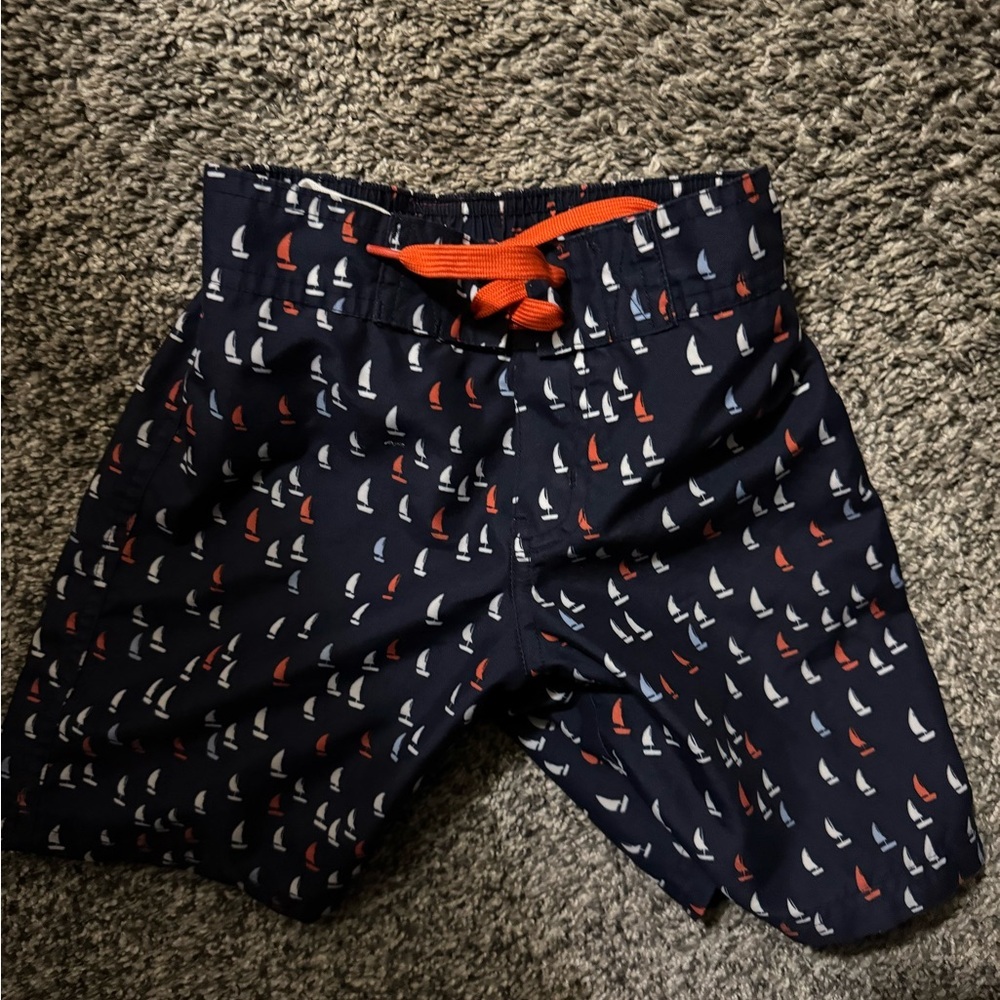 Janie and Jack Navy Sailboat Swim Trunks